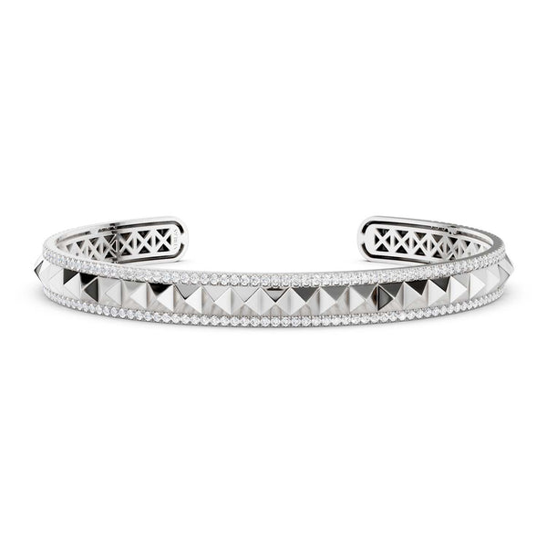 Pyramid Spiked Diamond Cuff Bracelet