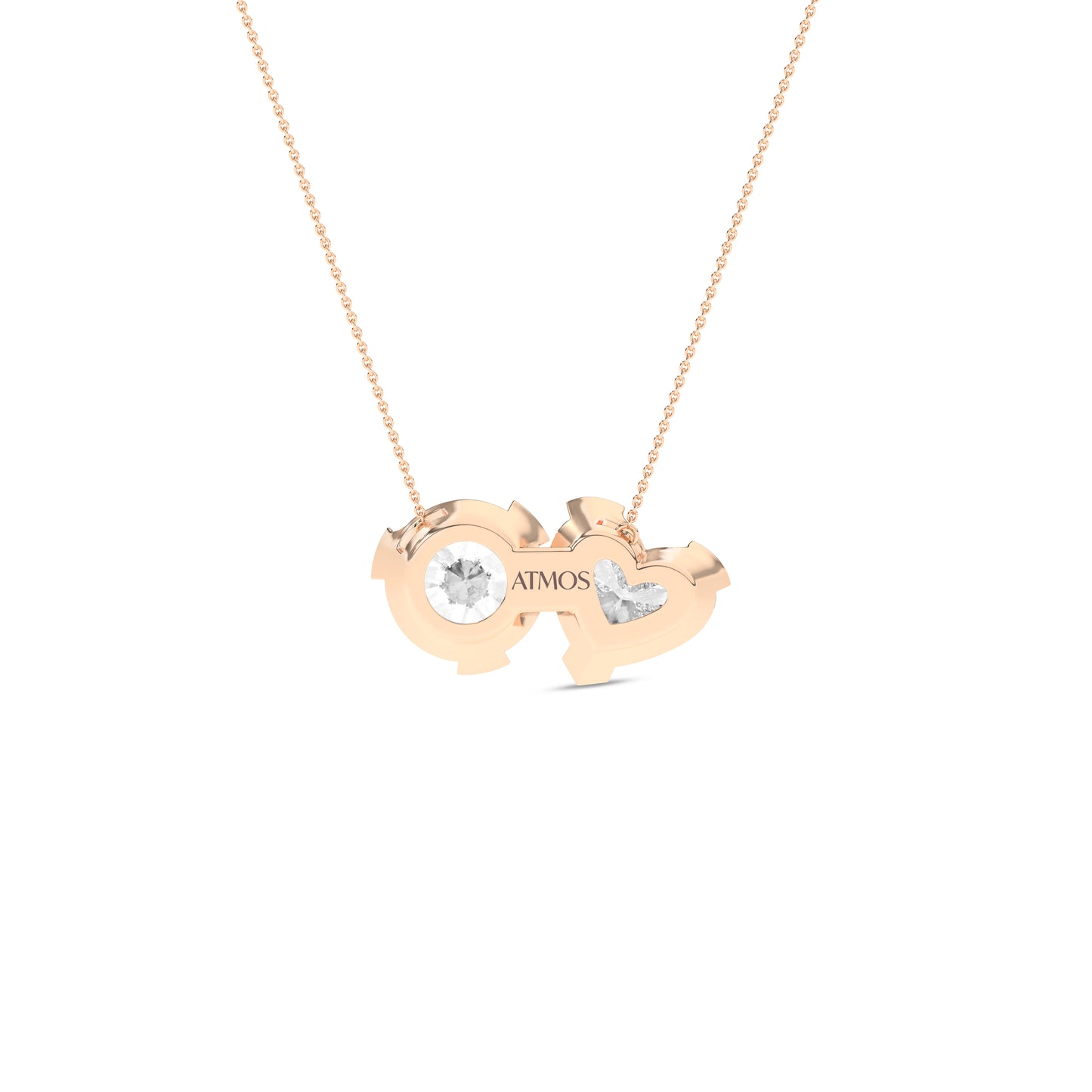 Heart Round Diamond Two-Stone Necklace