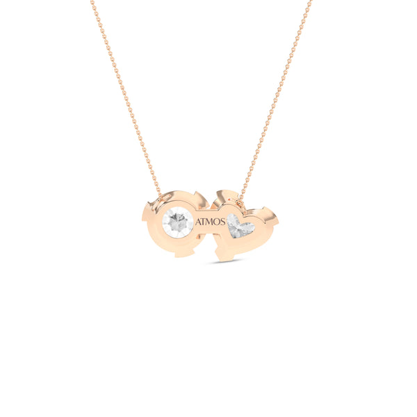 Heart Round Diamond Two-Stone Necklace
