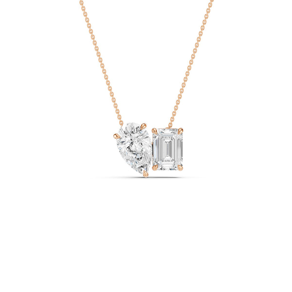 Pear-Emerald Diamond Two-Stone Necklace