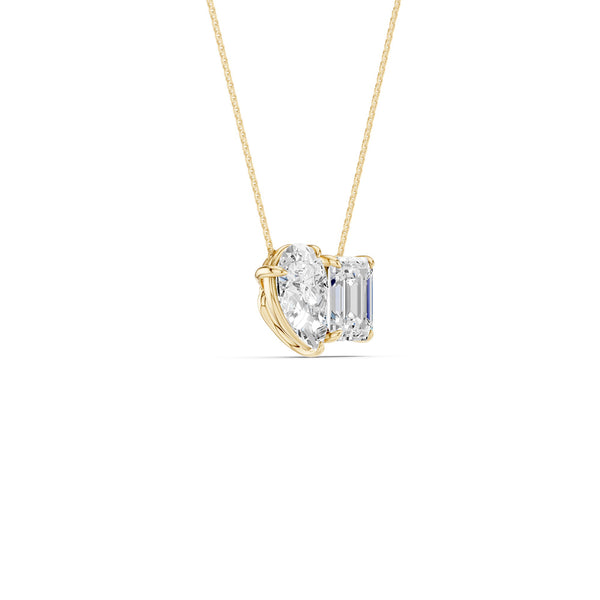 Pear-Emerald Diamond Two-Stone Necklace