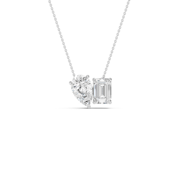 Pear-Emerald Diamond Two-Stone Necklace