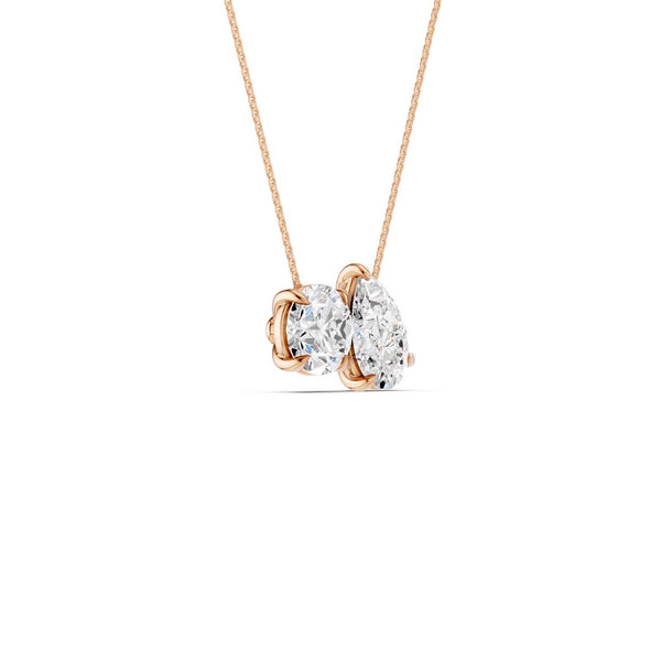 Round Pear Diamond Two-Stone Necklace