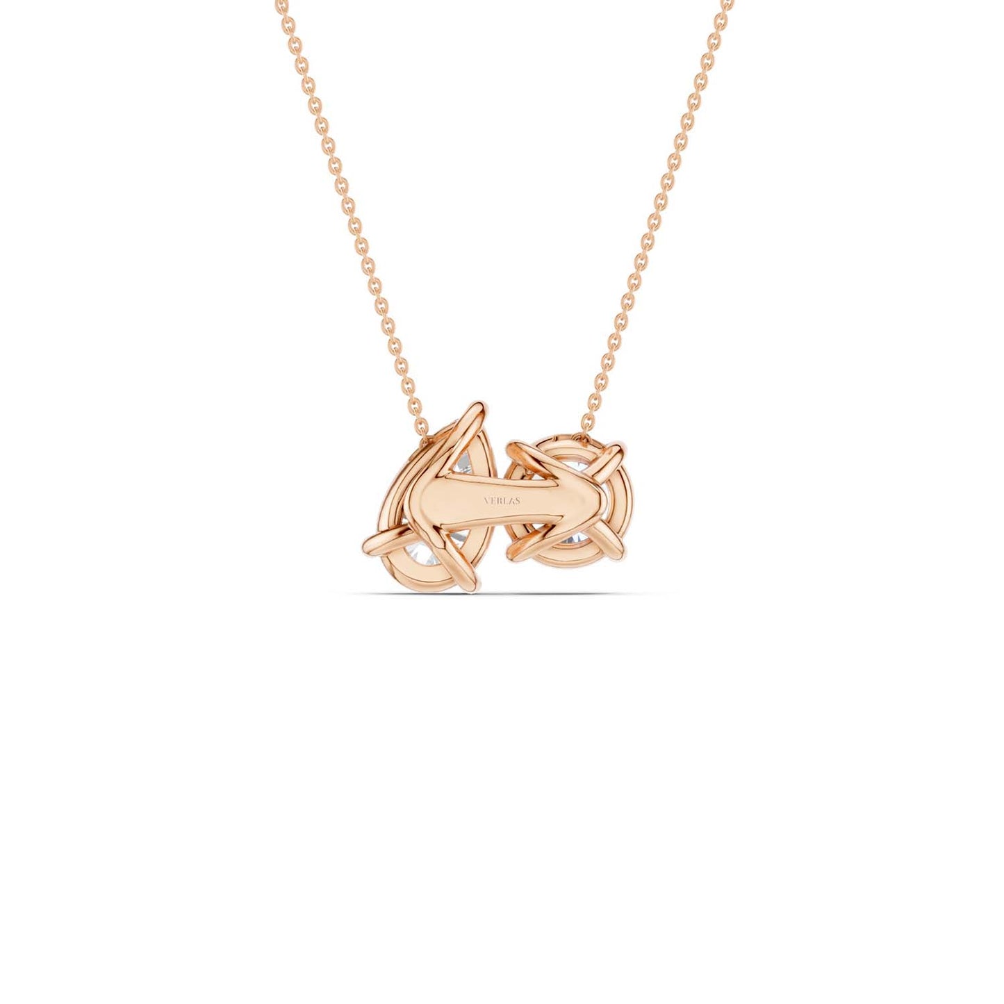 Round Pear Diamond Two-Stone Necklace