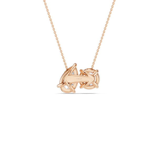 Round Pear Diamond Two-Stone Necklace