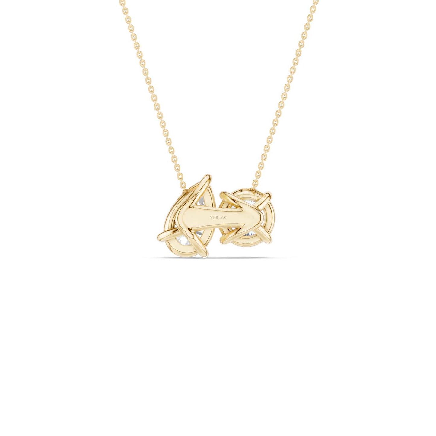 Round Pear Diamond Two-Stone Necklace