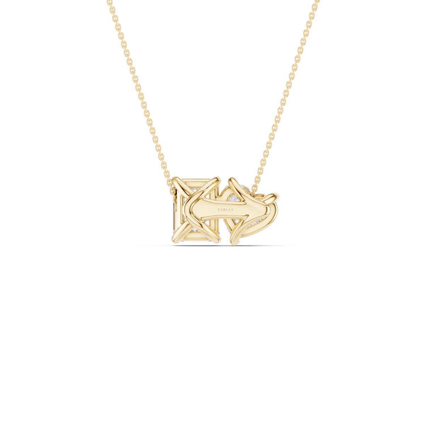 Heart Emerald Diamond Two-Stone Necklace