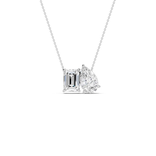Emerald Pear Diamond Two-Stone Necklace