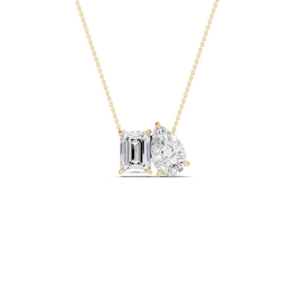 Emerald Pear Diamond Two-Stone Necklace