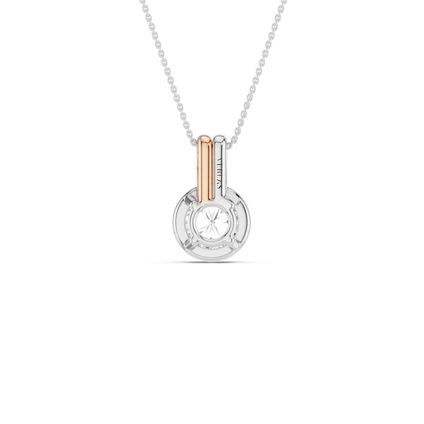 Coupled Round Solitaire Bezel Necklace