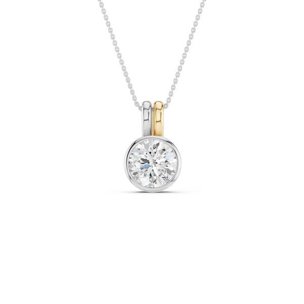Coupled Round Solitaire Bezel Necklace