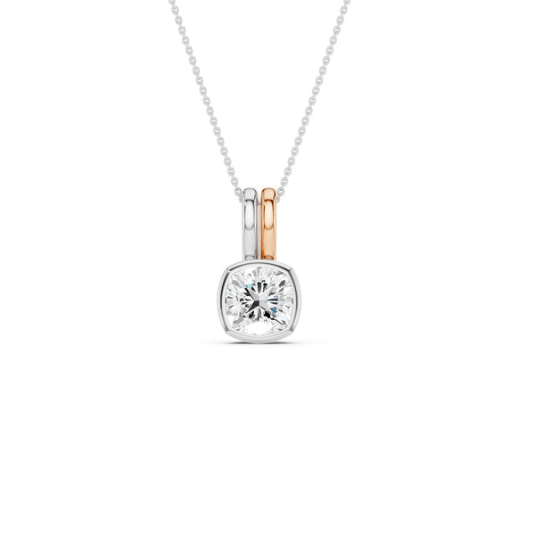 Coupled Cushion Bezel Necklace