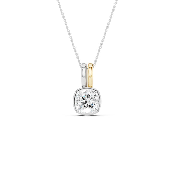 Coupled Cushion Bezel Necklace