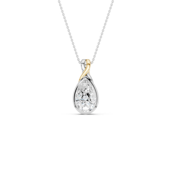 Twisted Pear Bezel Pendant Necklace