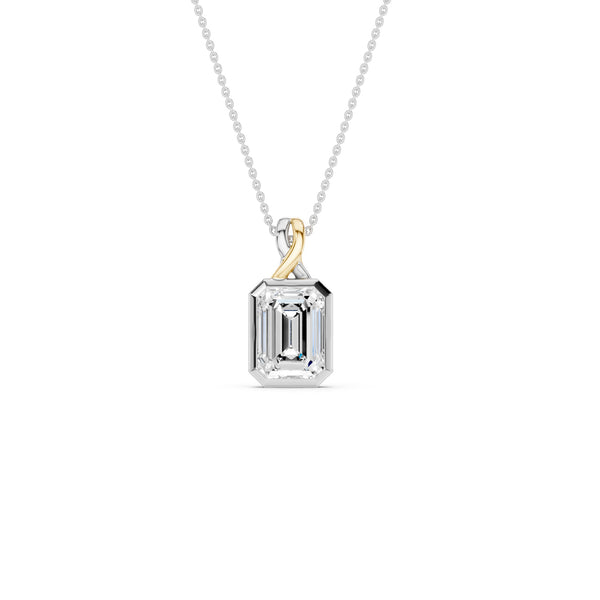 Twisted Emerald Bezel Pendant Necklace