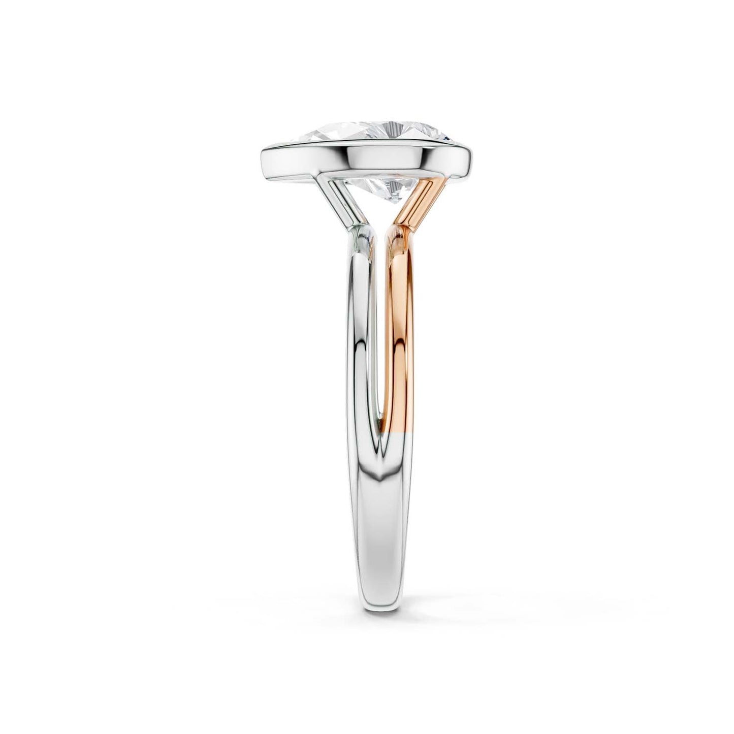 Coupled Pear Bezel Ring