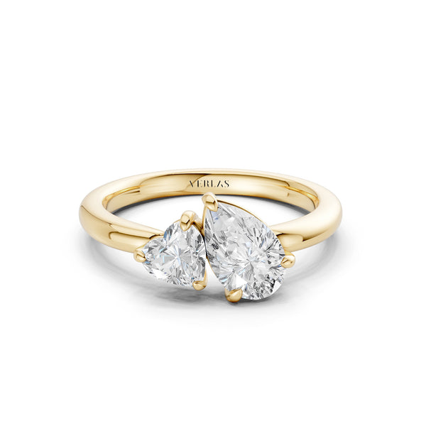 Heart Pear Diamond Toi et Moi Ring