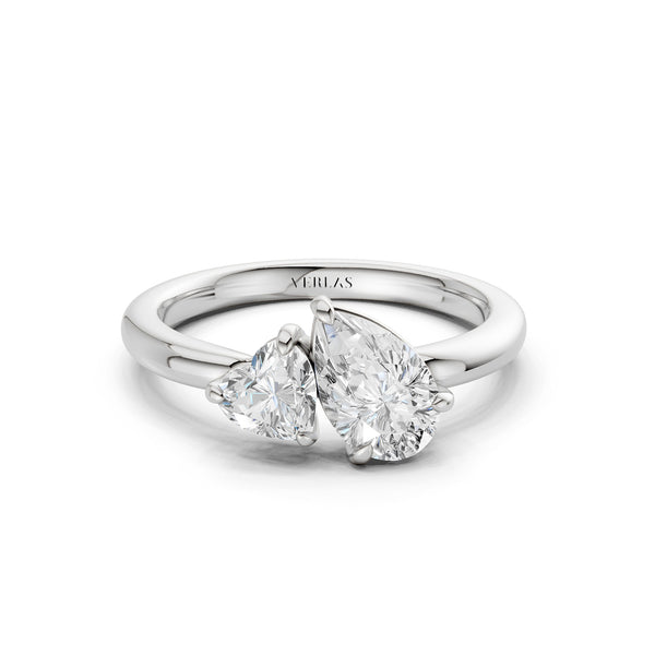 Heart Pear Diamond Toi et Moi Ring