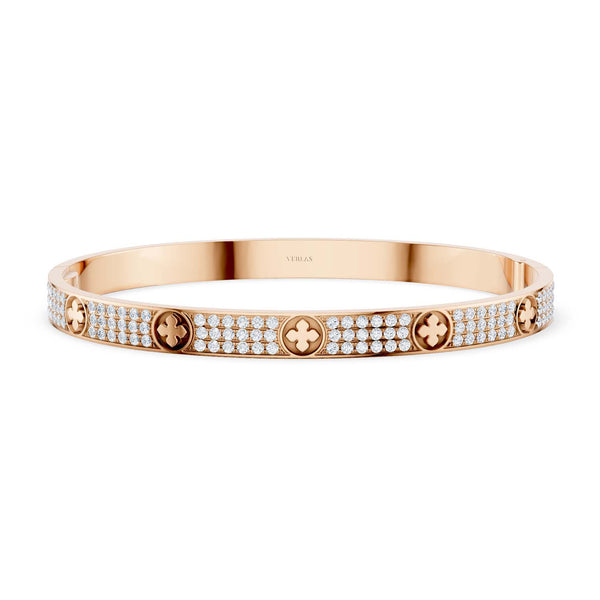 La Fleur 3-Diamond Rows Round Bangle