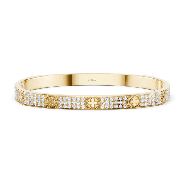 La Fleur 3-Diamond Rows Square Bangle