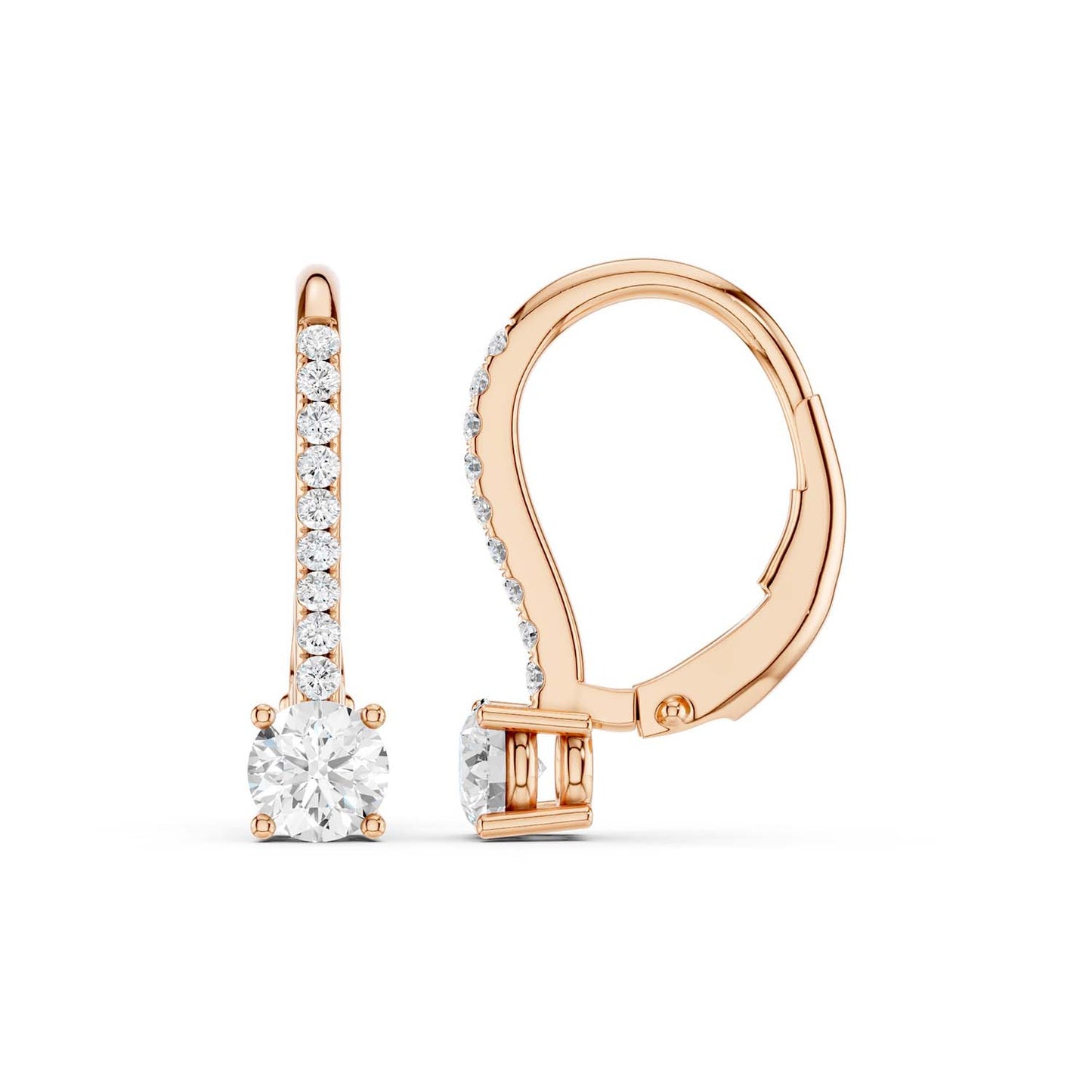 Round Solitaire Drop Earrings