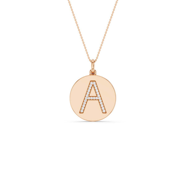 Diamond Initial Disc Necklace