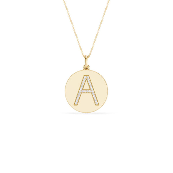 Diamond Initial Disc Necklace