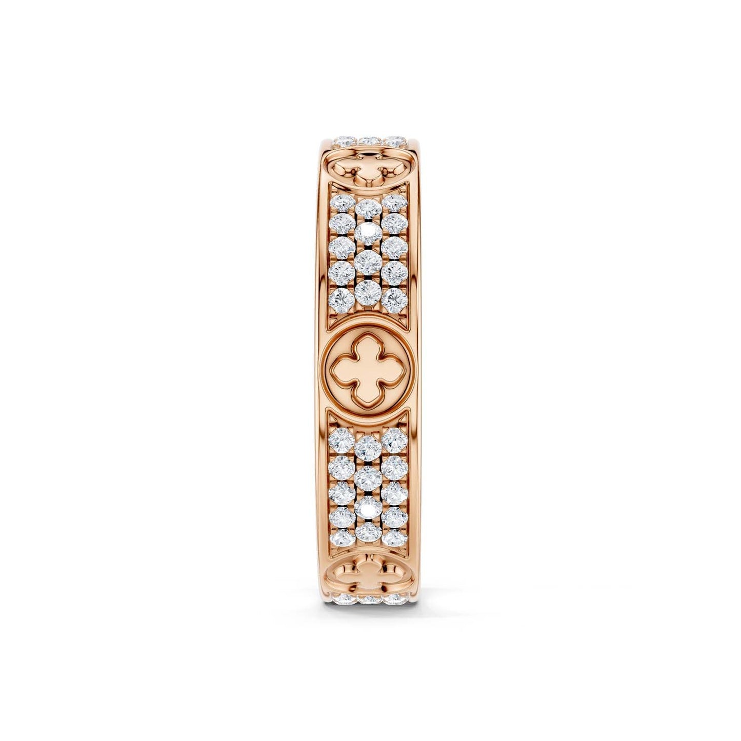 La Fleur 4mm 4-Diamond Rows Round Band