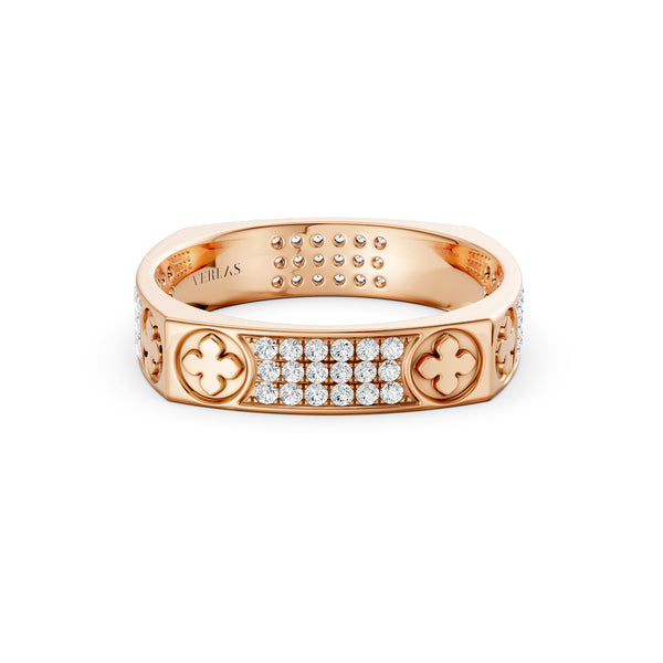 La Fleur 4mm 4-Diamond Rows Square Band