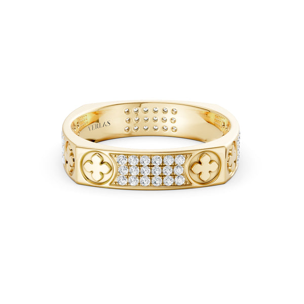 La Fleur 4mm 4-Diamond Rows Square Band