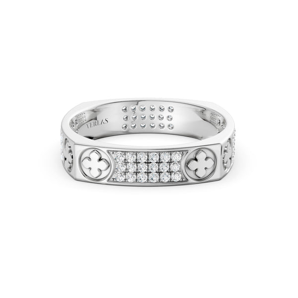 La Fleur 4mm 4-Diamond Rows Square Band