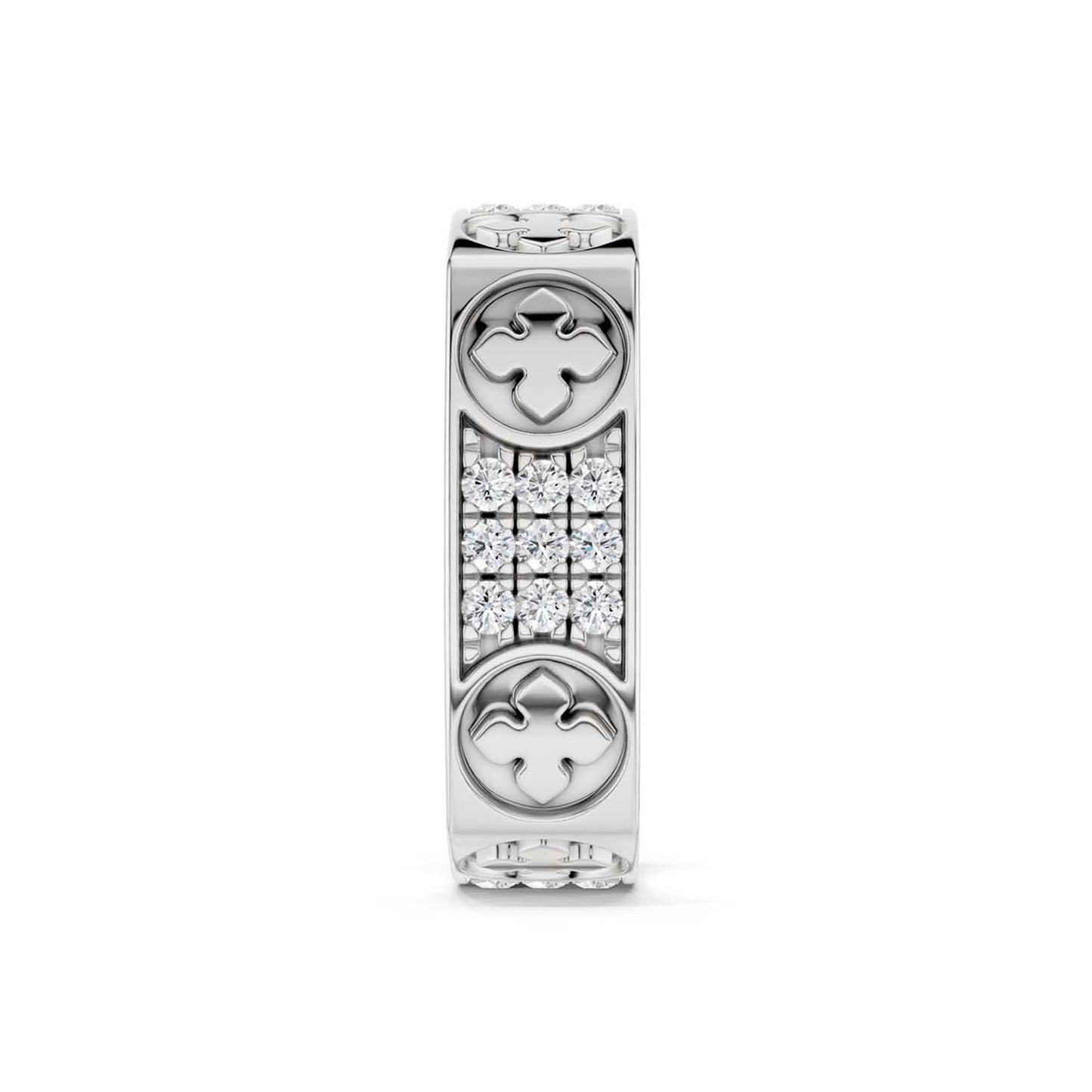 La Fleur 5mm 4-Diamond Rows Square Band