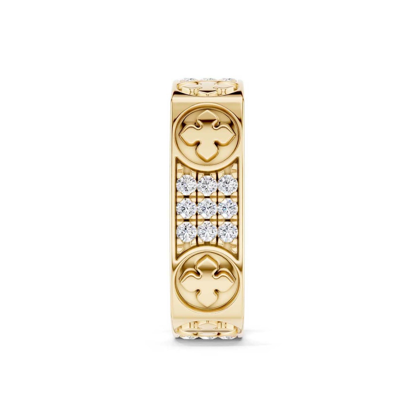 La Fleur 5mm 4-Diamond Rows Square Band