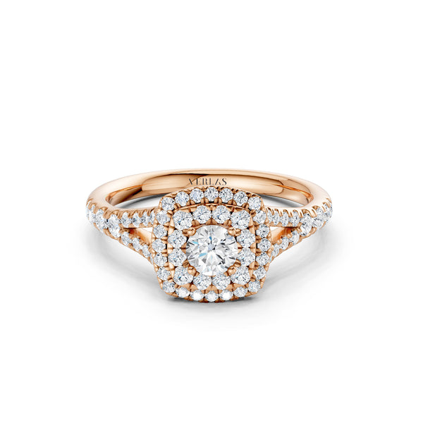 Round-Center Princess Double Halo Ring