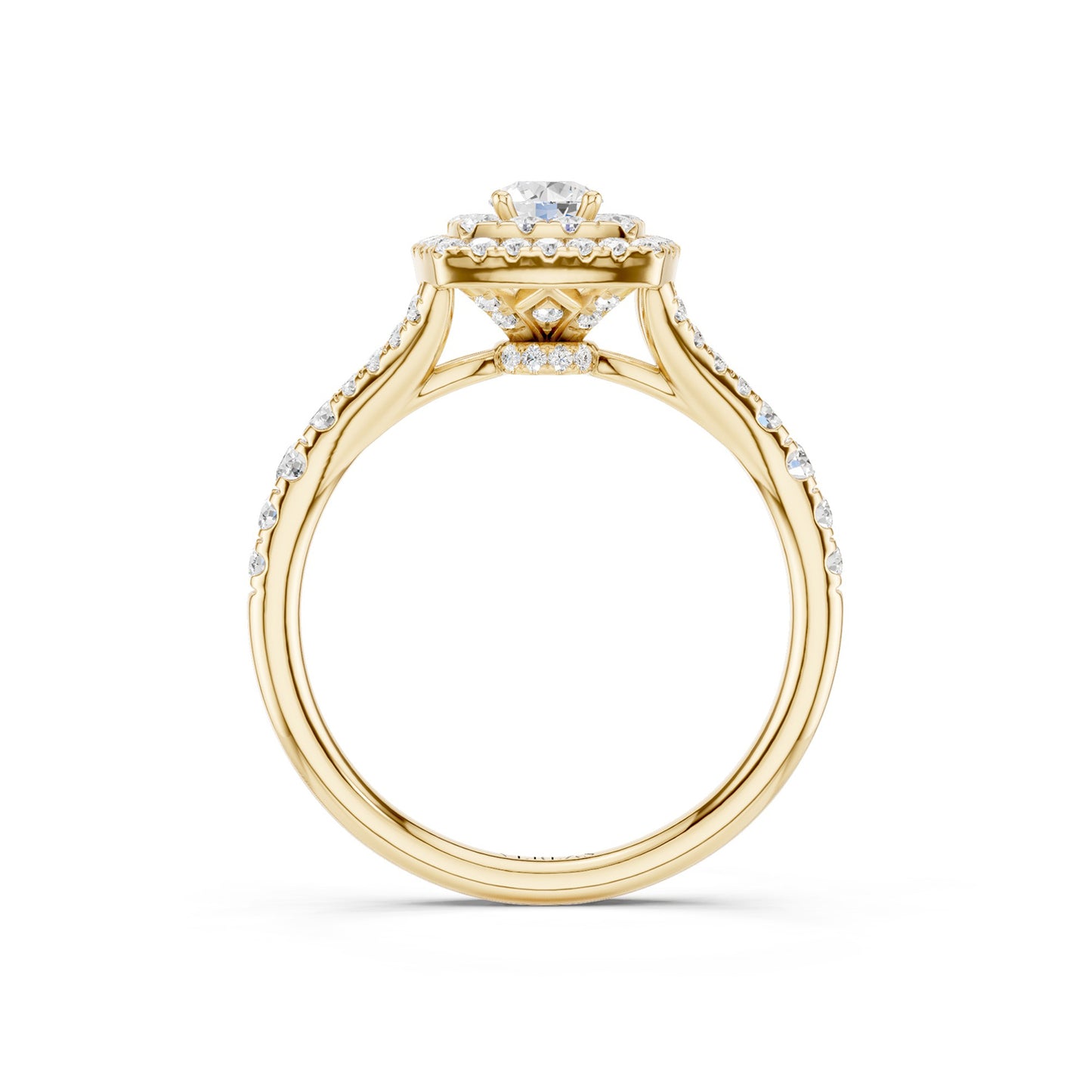 Round-Center Princess Double Halo Ring