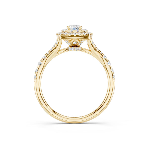 Round-Center Princess Double Halo Ring