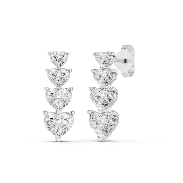 4-Stone Graduated Heart Drop Earrings