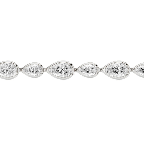Asymmetrical Bezel-set Pear Tennis Bracelet