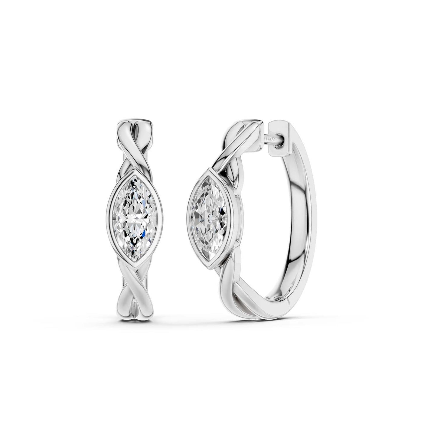 Twisted Marquise Bezel Huggie Hoops