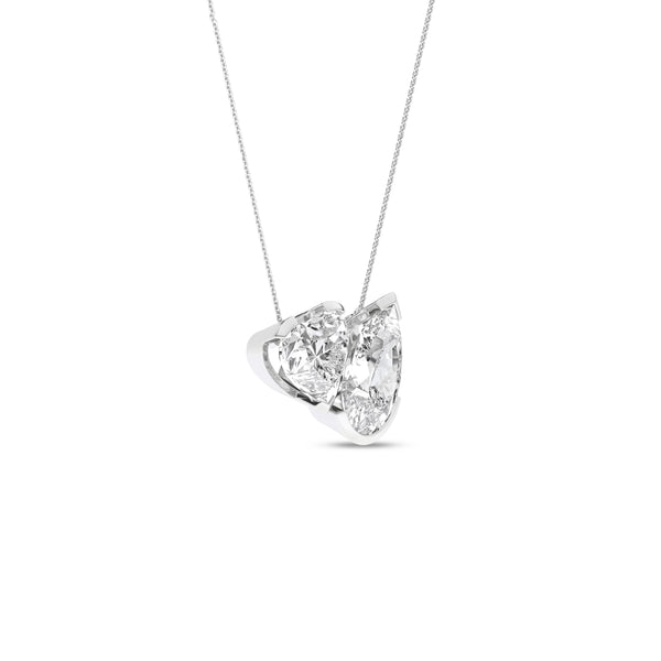 Heart Pear Diamond Two-Stone Necklace