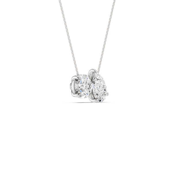 Round Pear Diamond Two-Stone Necklace