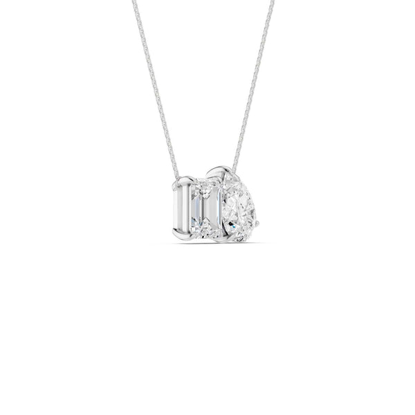 Emerald Pear Diamond Two-Stone Necklace