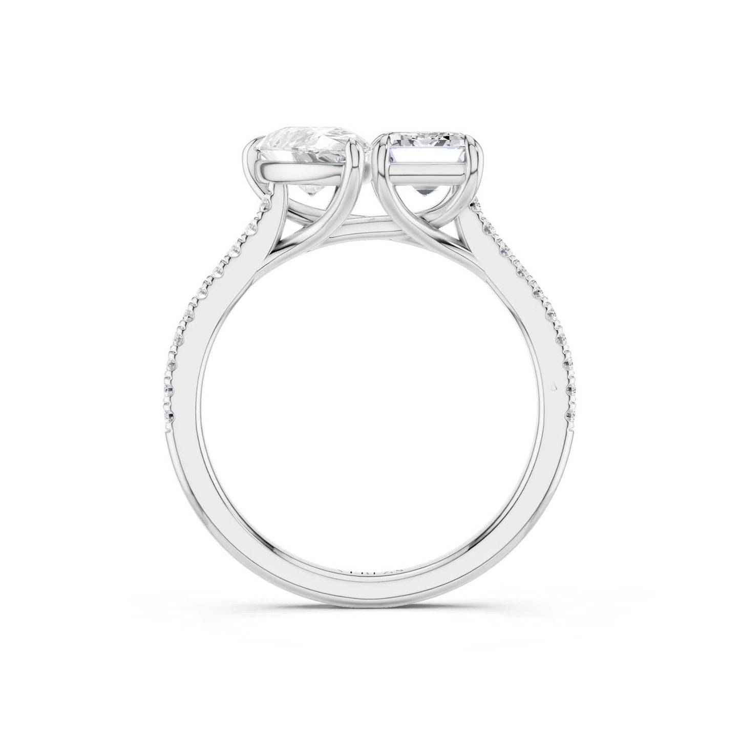 Pear Emerald Two Stone Diamond Ring