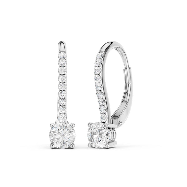 Round Solitaire Drop Earrings