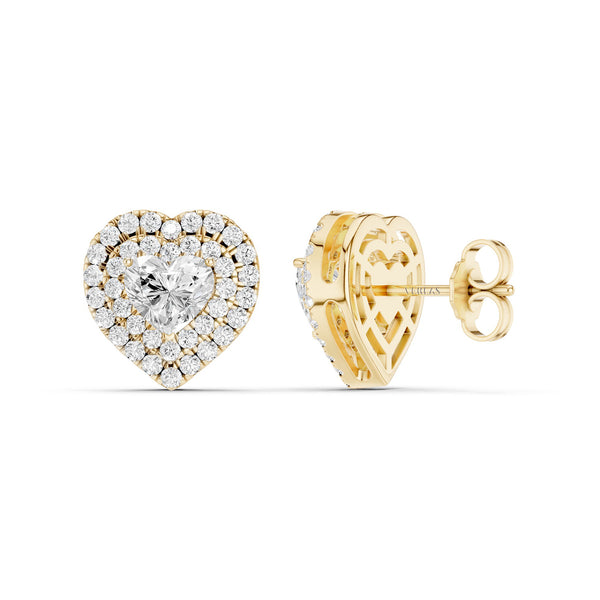 Quaint Double Halo Heart Studs
