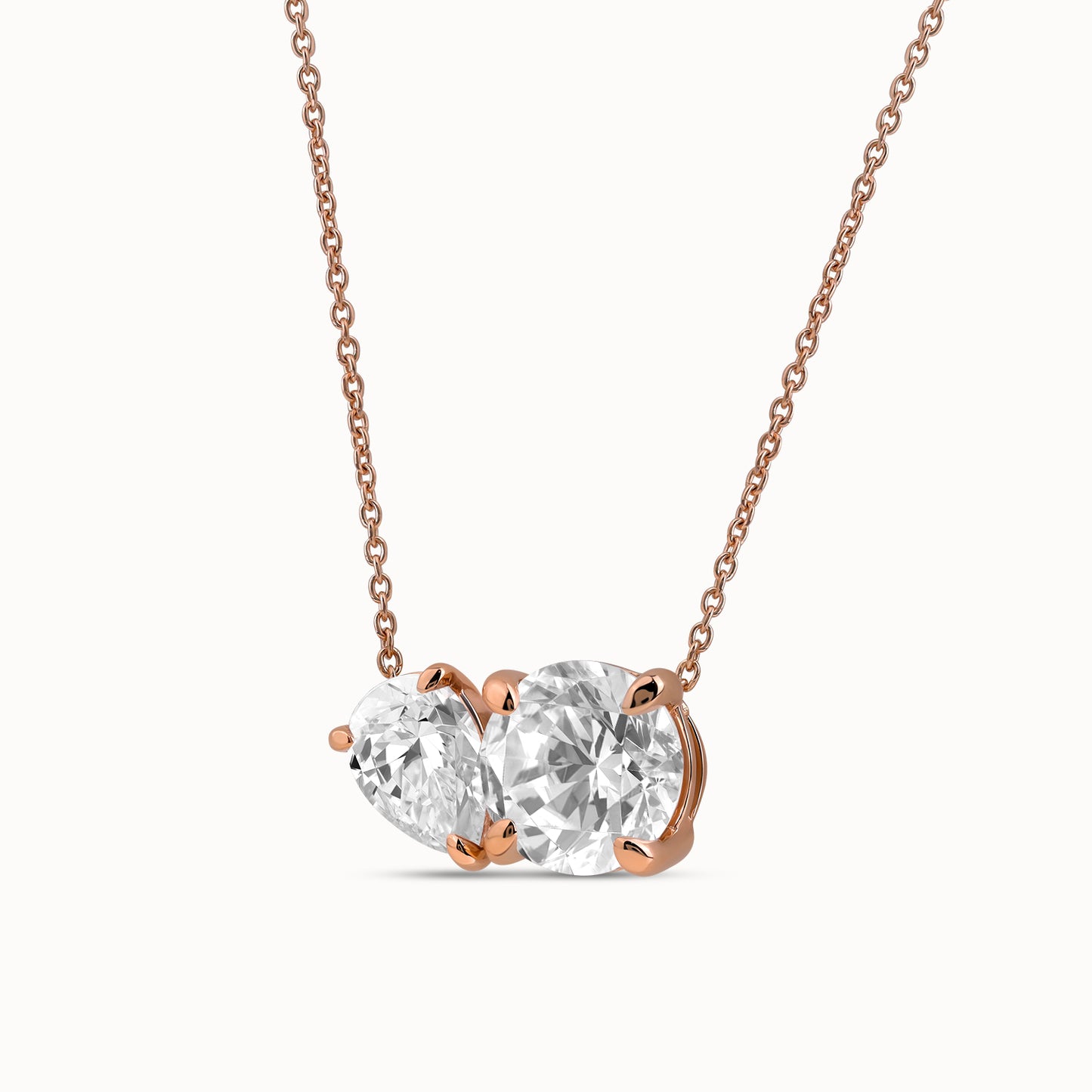 Pear-Round Diamond Toi et Moi Necklace