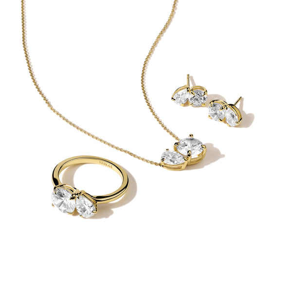 Pear-Round Diamond Toi et Moi Necklace