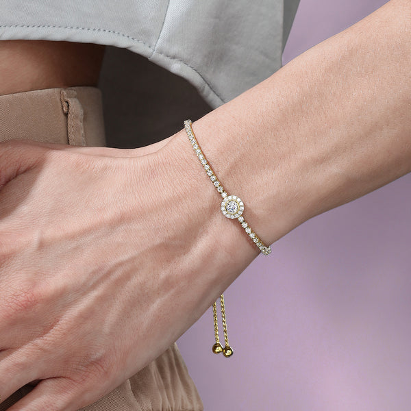 Signature Round Halo Bolo Bracelet