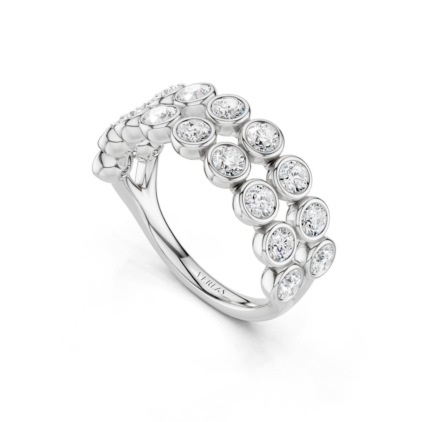 Two-Tier Round Bezel-Set Diamond Band