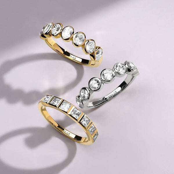 Round Bezel-Set Half-Eternity Diamond Band